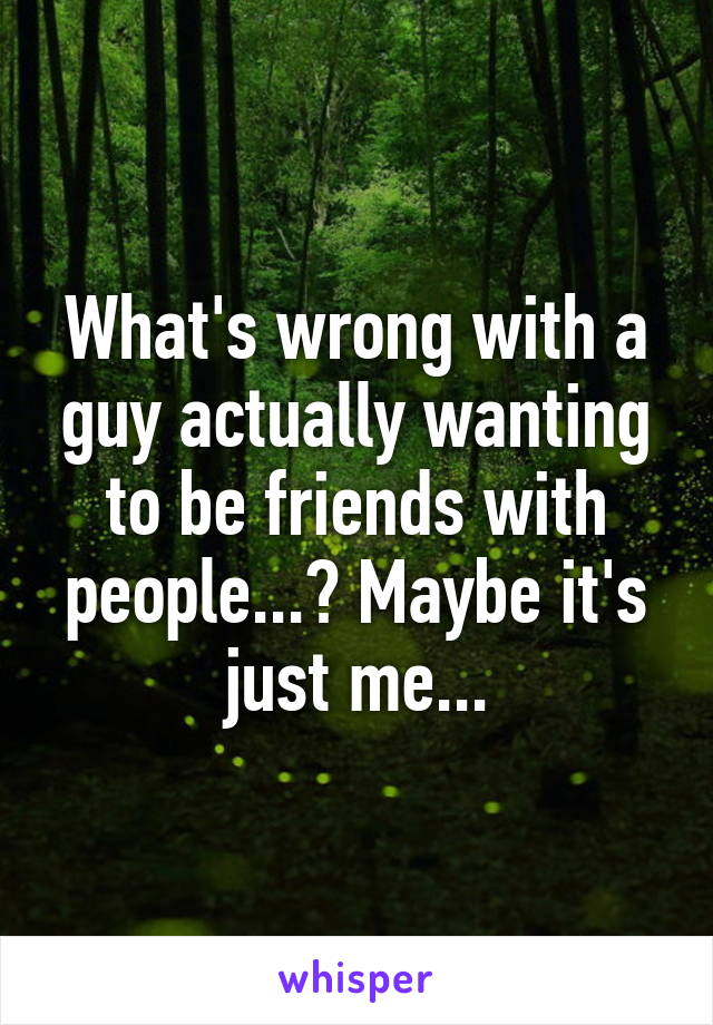 What's wrong with a guy actually wanting to be friends with people...? Maybe it's just me...