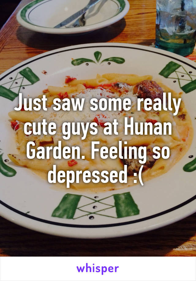 Just saw some really cute guys at Hunan Garden. Feeling so depressed :( 