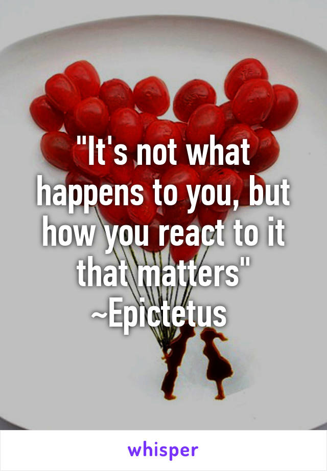 "It's not what happens to you, but how you react to it that matters"
~Epictetus 