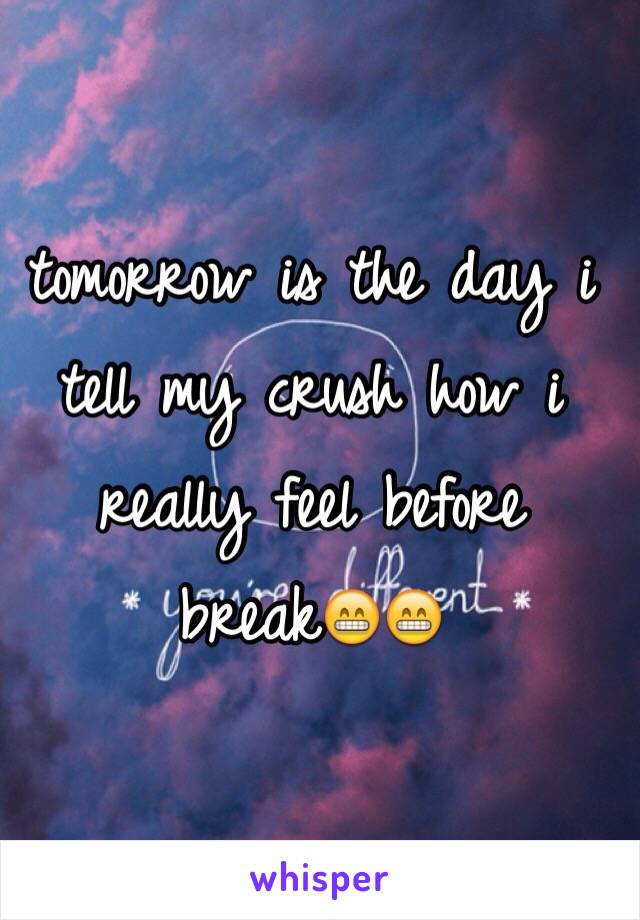 tomorrow is the day i tell my crush how i really feel before break😁😁