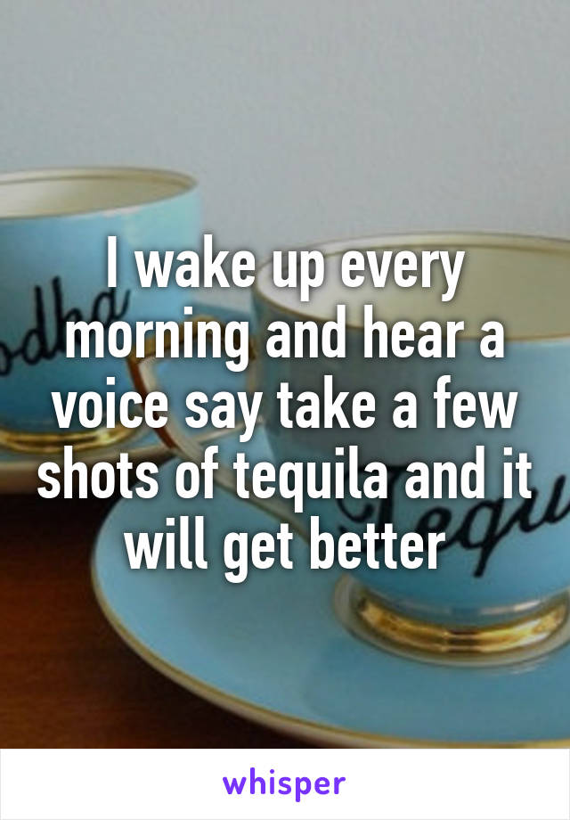 I wake up every morning and hear a voice say take a few shots of tequila and it will get better