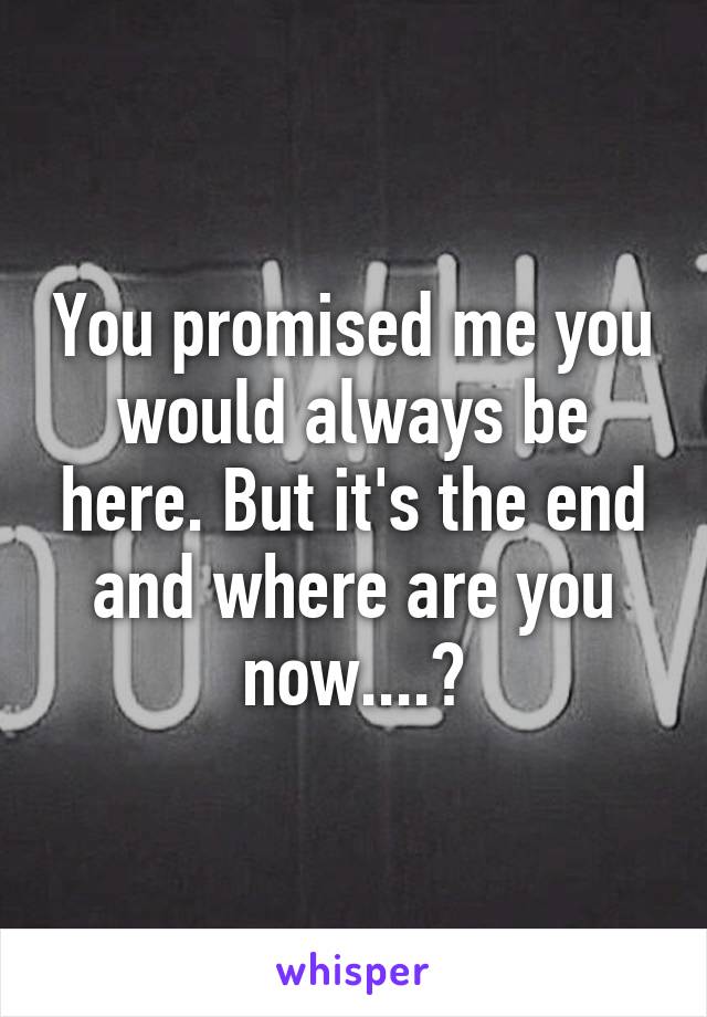 You promised me you would always be here. But it's the end and where are you now....?