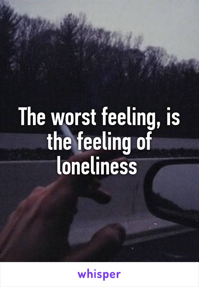 The worst feeling, is the feeling of loneliness 