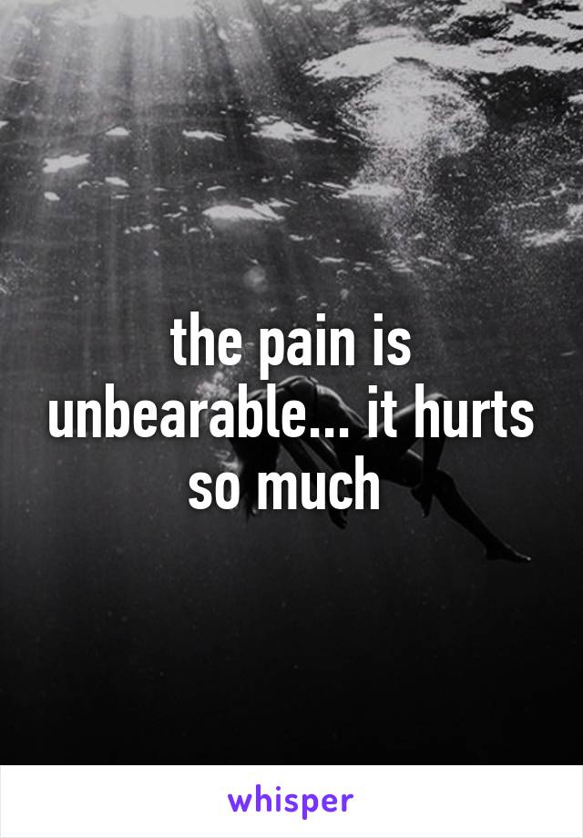 the pain is unbearable... it hurts so much 