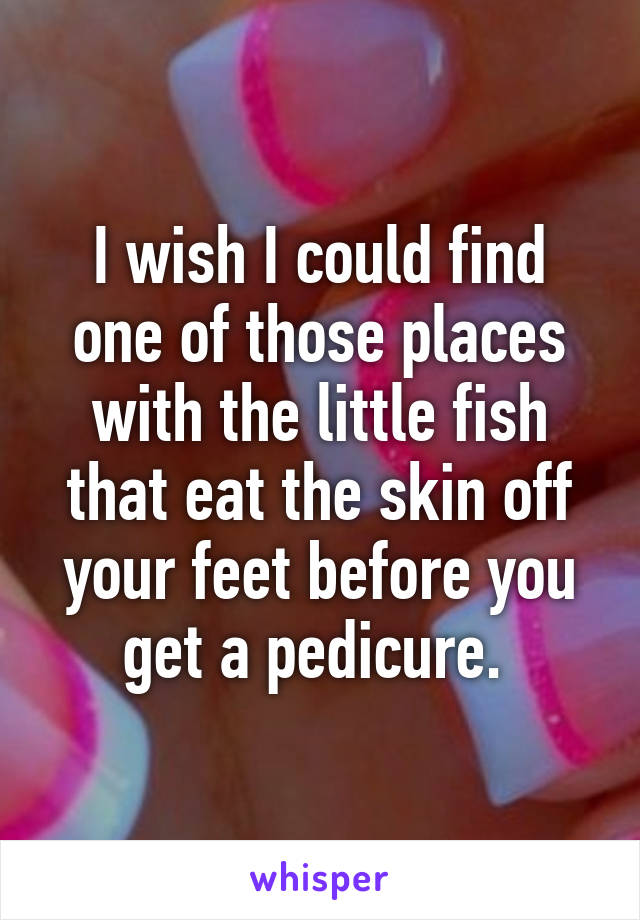 I wish I could find one of those places with the little fish that eat the skin off your feet before you get a pedicure. 