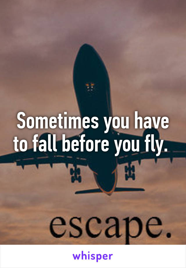 Sometimes you have to fall before you fly. 