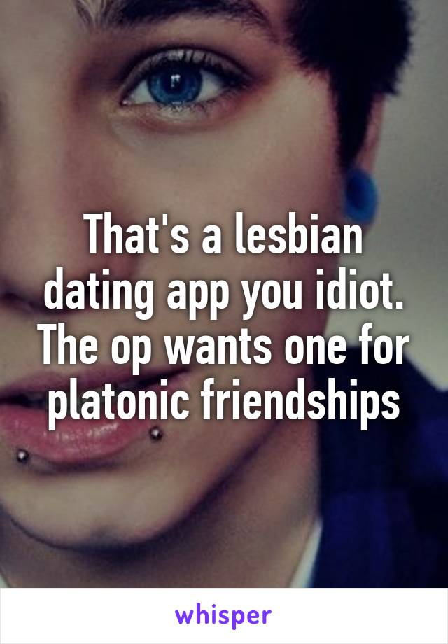 That's a lesbian dating app you idiot. The op wants one for platonic friendships