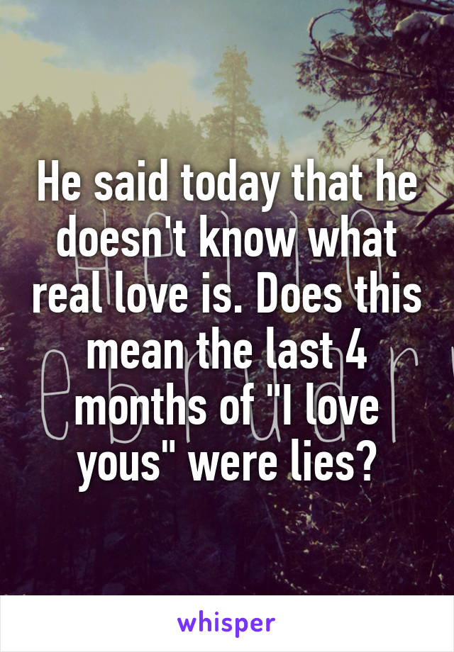 He said today that he doesn't know what real love is. Does this mean the last 4 months of "I love yous" were lies?