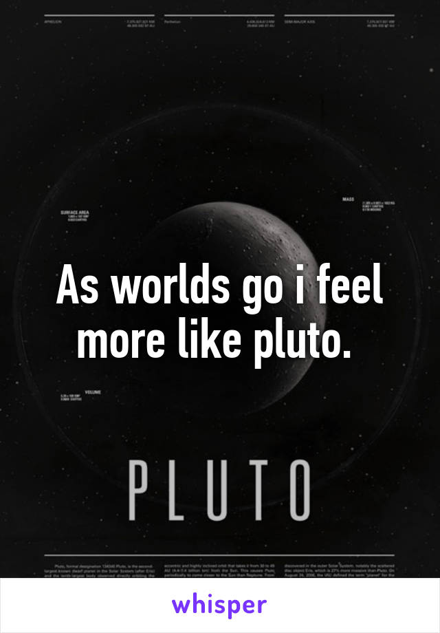 As worlds go i feel more like pluto. 