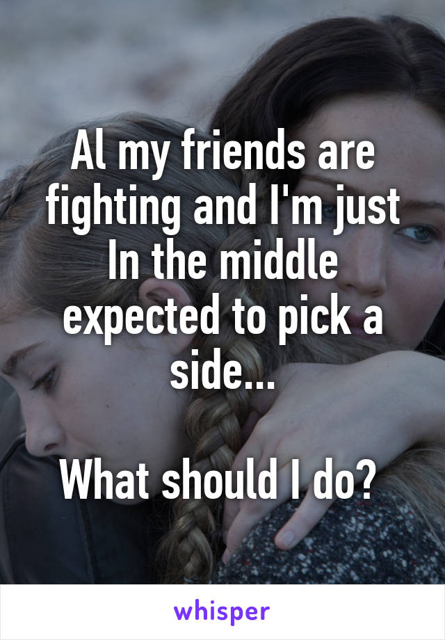 Al my friends are fighting and I'm just In the middle expected to pick a side...

What should I do? 