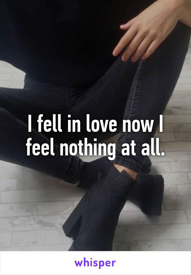 I fell in love now I feel nothing at all.