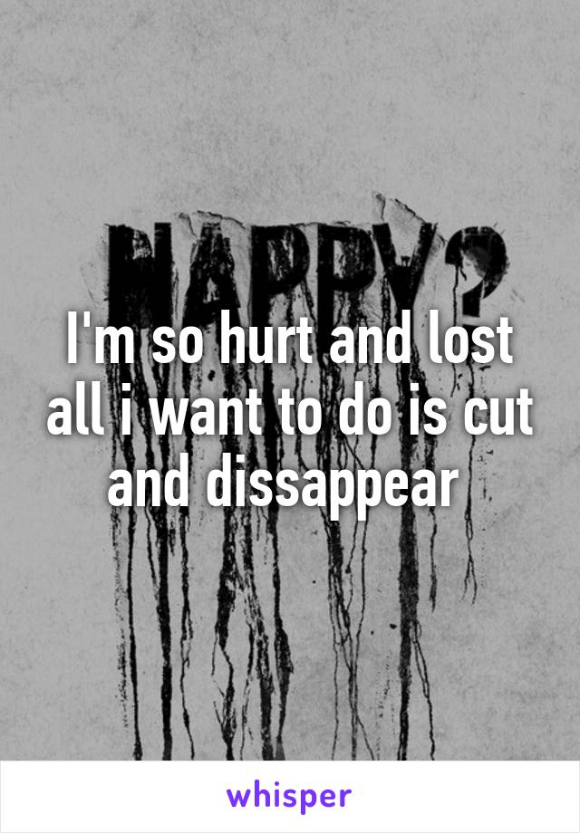 I'm so hurt and lost all i want to do is cut and dissappear 