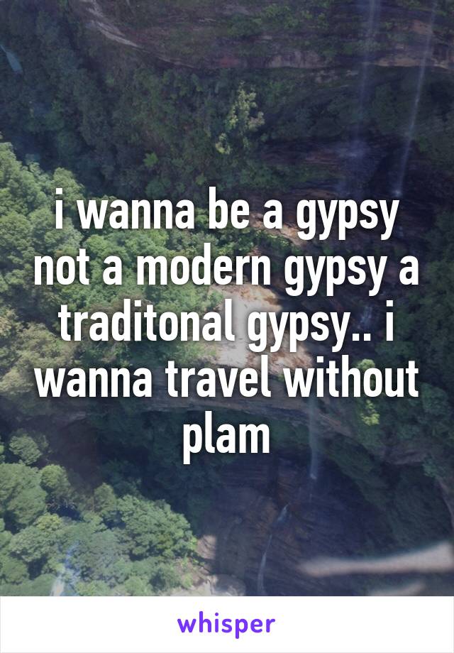 i wanna be a gypsy not a modern gypsy a traditonal gypsy.. i wanna travel without plam