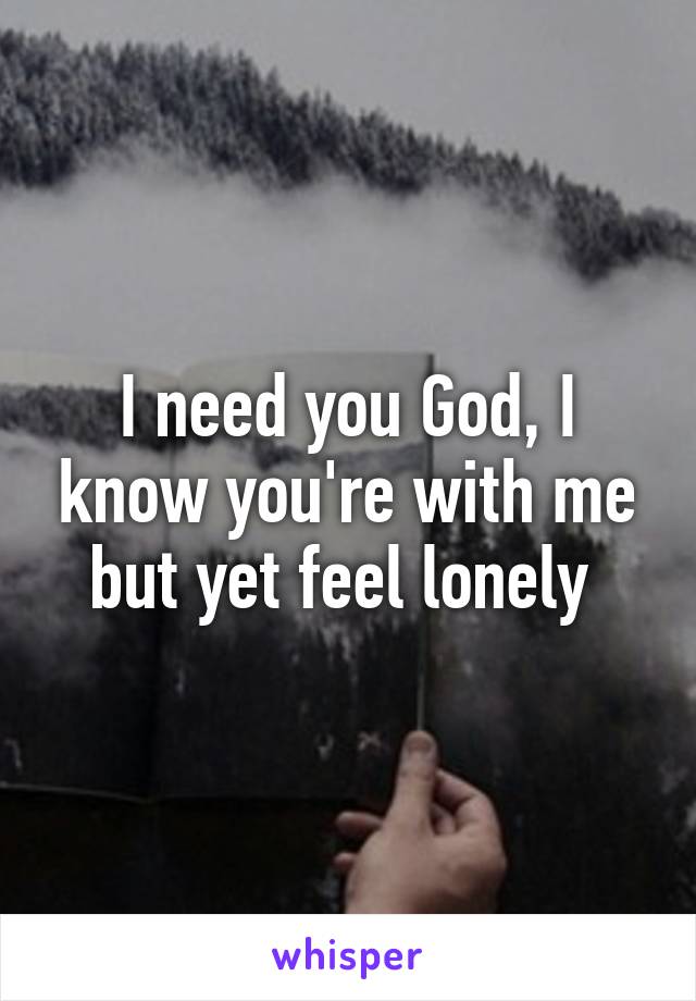 I need you God, I know you're with me but yet feel lonely 