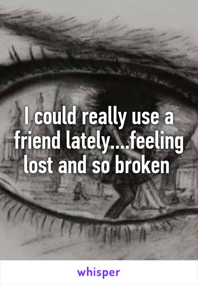 I could really use a friend lately....feeling lost and so broken 