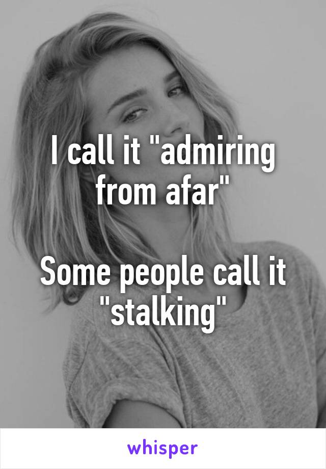 I call it "admiring from afar"

Some people call it "stalking"