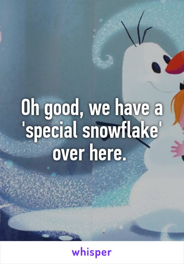 Oh good, we have a 'special snowflake' over here. 