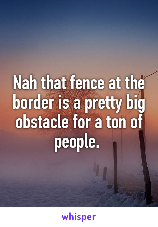 Nah that fence at the border is a pretty big obstacle for a ton of people. 