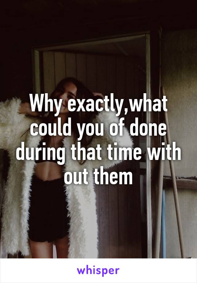 Why exactly,what could you of done during that time with out them