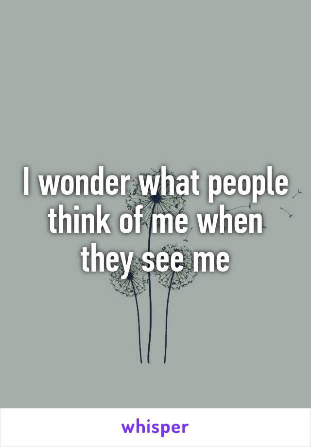 I wonder what people think of me when they see me