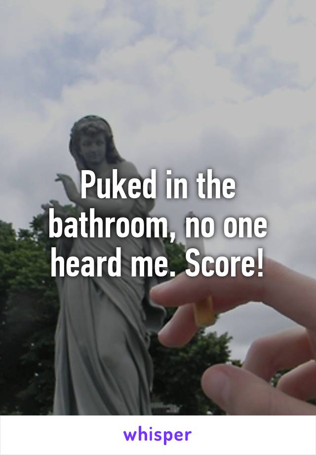 Puked in the bathroom, no one heard me. Score!