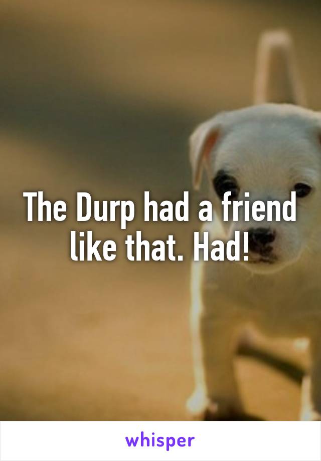 The Durp had a friend like that. Had!