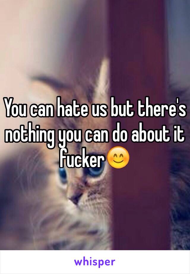 You can hate us but there's nothing you can do about it fucker😊