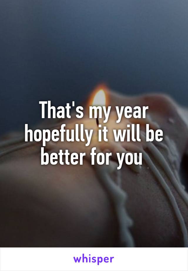 That's my year hopefully it will be better for you 