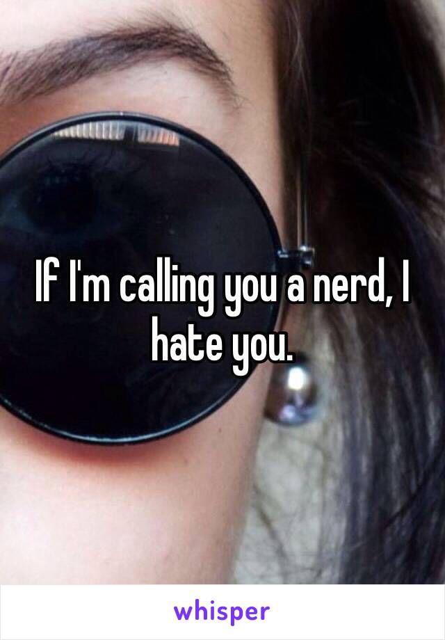 If I'm calling you a nerd, I hate you.