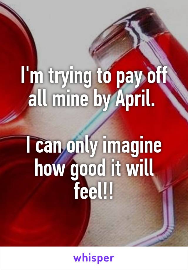 I'm trying to pay off all mine by April. 

I can only imagine how good it will feel!!