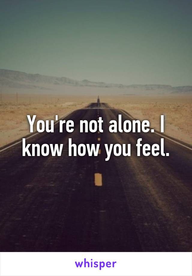 You're not alone. I know how you feel.