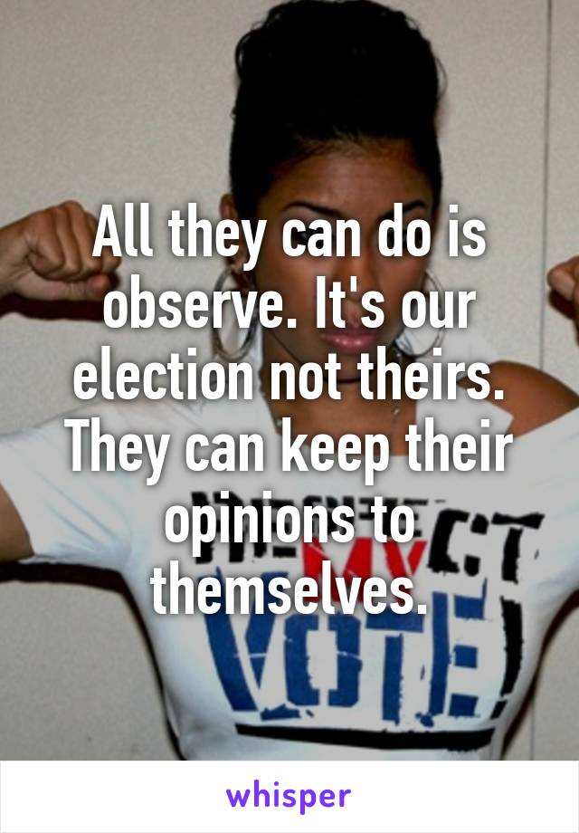 All they can do is observe. It's our election not theirs. They can keep their opinions to themselves.