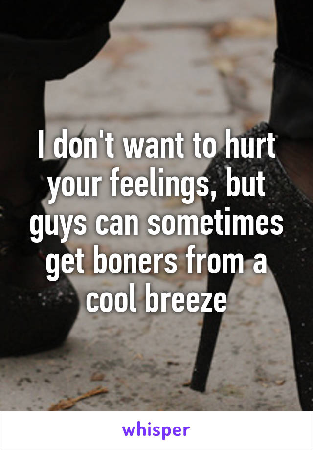 I don't want to hurt your feelings, but guys can sometimes get boners from a cool breeze