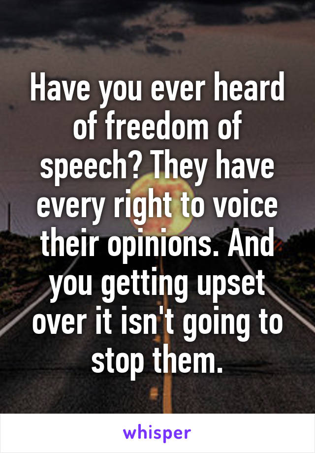 Have you ever heard of freedom of speech? They have every right to voice their opinions. And you getting upset over it isn't going to stop them.