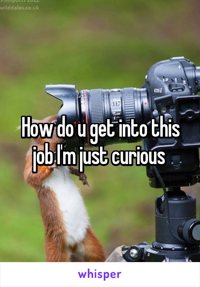 How do u get into this job I'm just curious 