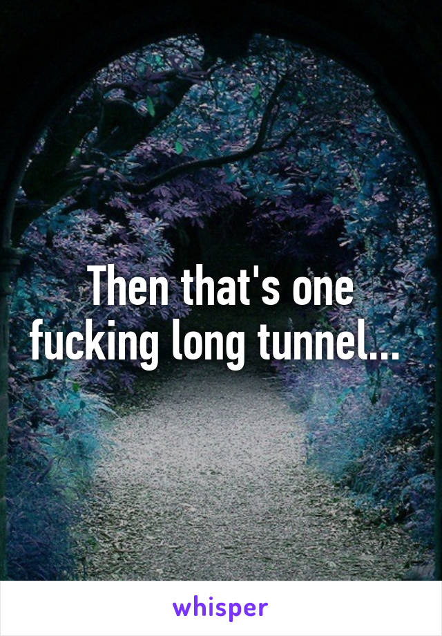 Then that's one fucking long tunnel... 