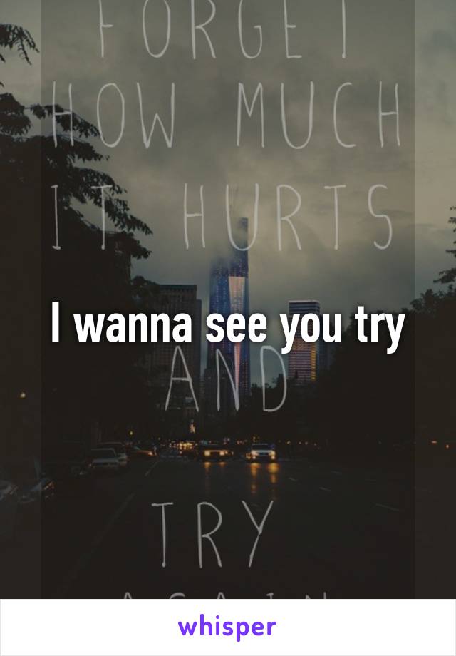 I wanna see you try