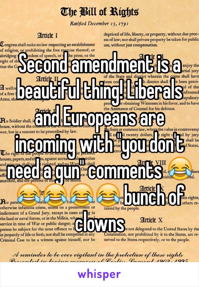 Second amendment is a beautiful thing! Liberals and Europeans are incoming with "you don't need a gun" comments 😂😂😂😂😂 bunch of clowns 