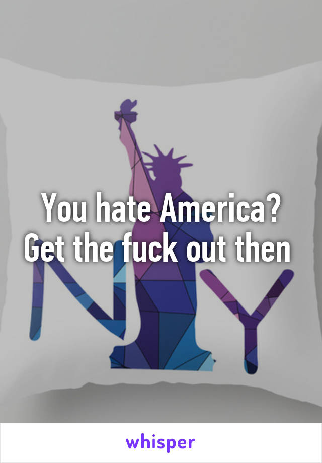 You hate America? Get the fuck out then 