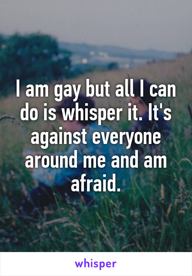 I am gay but all I can do is whisper it. It's against everyone around me and am afraid.