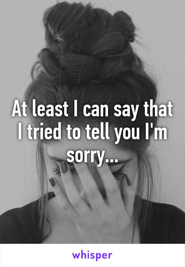 At least I can say that I tried to tell you I'm sorry...