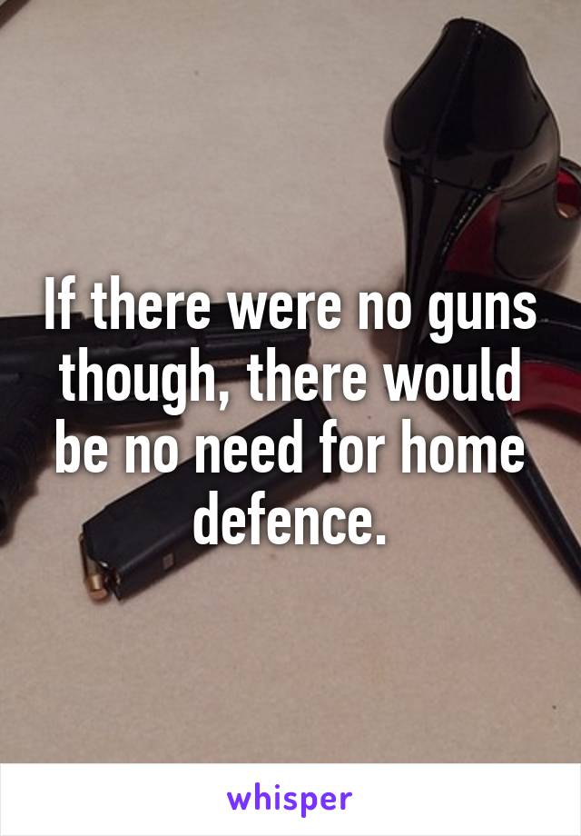 If there were no guns though, there would be no need for home defence.