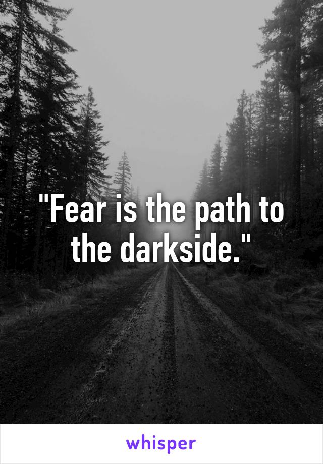 "Fear is the path to the darkside."