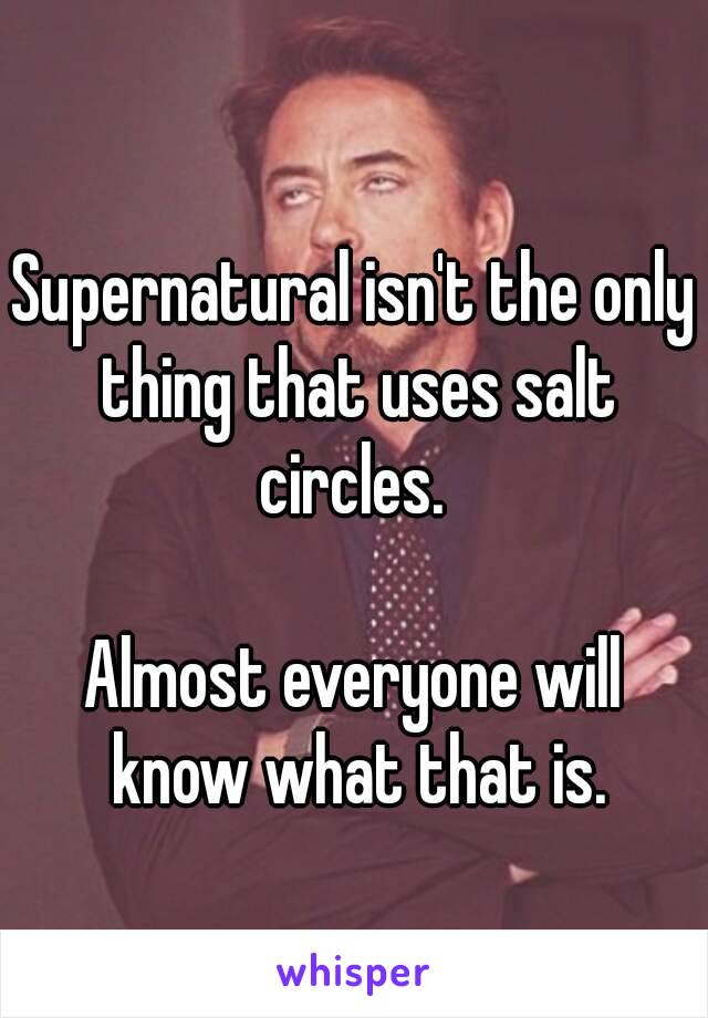 Supernatural isn't the only thing that uses salt circles. 

Almost everyone will know what that is.