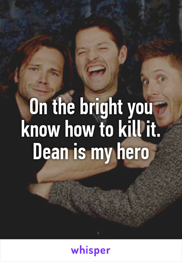 On the bright you know how to kill it. Dean is my hero