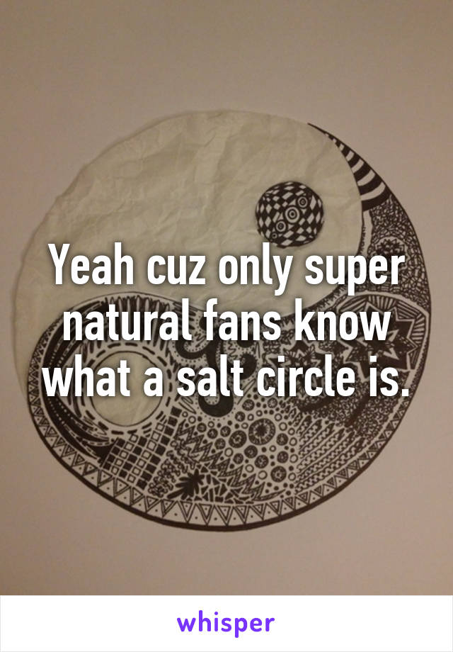 Yeah cuz only super natural fans know what a salt circle is.