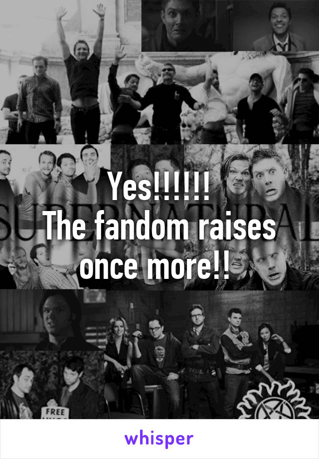 Yes!!!!!!
The fandom raises once more!! 