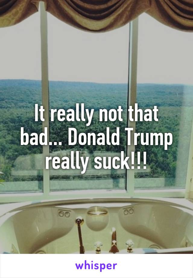 It really not that bad... Donald Trump really suck!!!