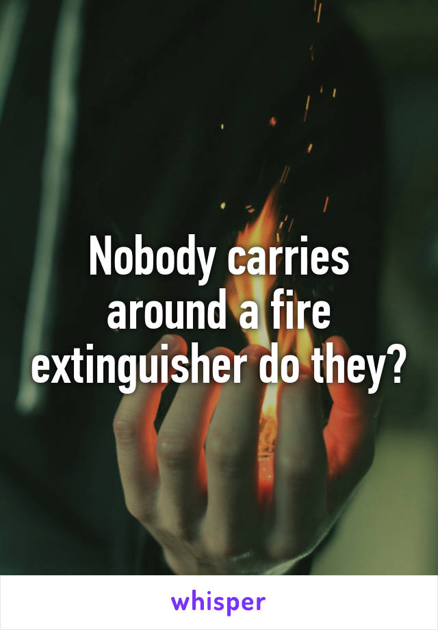 Nobody carries around a fire extinguisher do they?