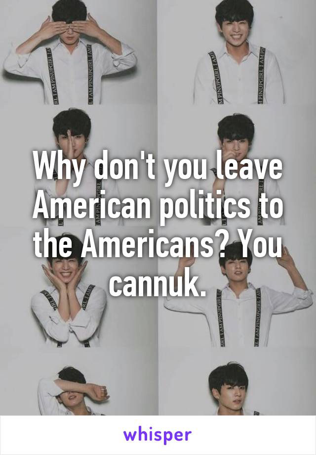 Why don't you leave American politics to the Americans? You cannuk.